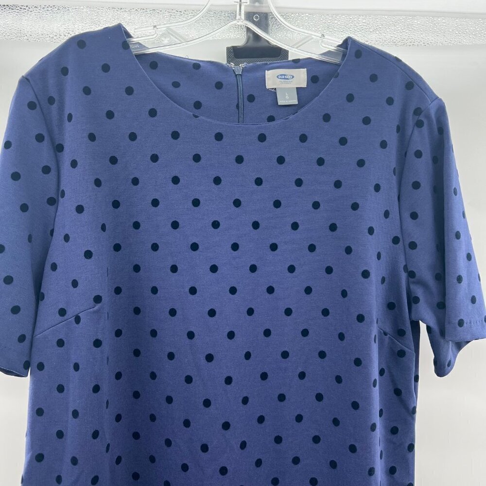 Old Navy Women's Short Sleeve Polka Dot Sheath Dress Amethyst/Black Size Large - Picture 2 of 9